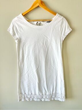 GAPBody Women’s White Mini Dress Crochet-Trim Size S- festival flirty Y2K boho